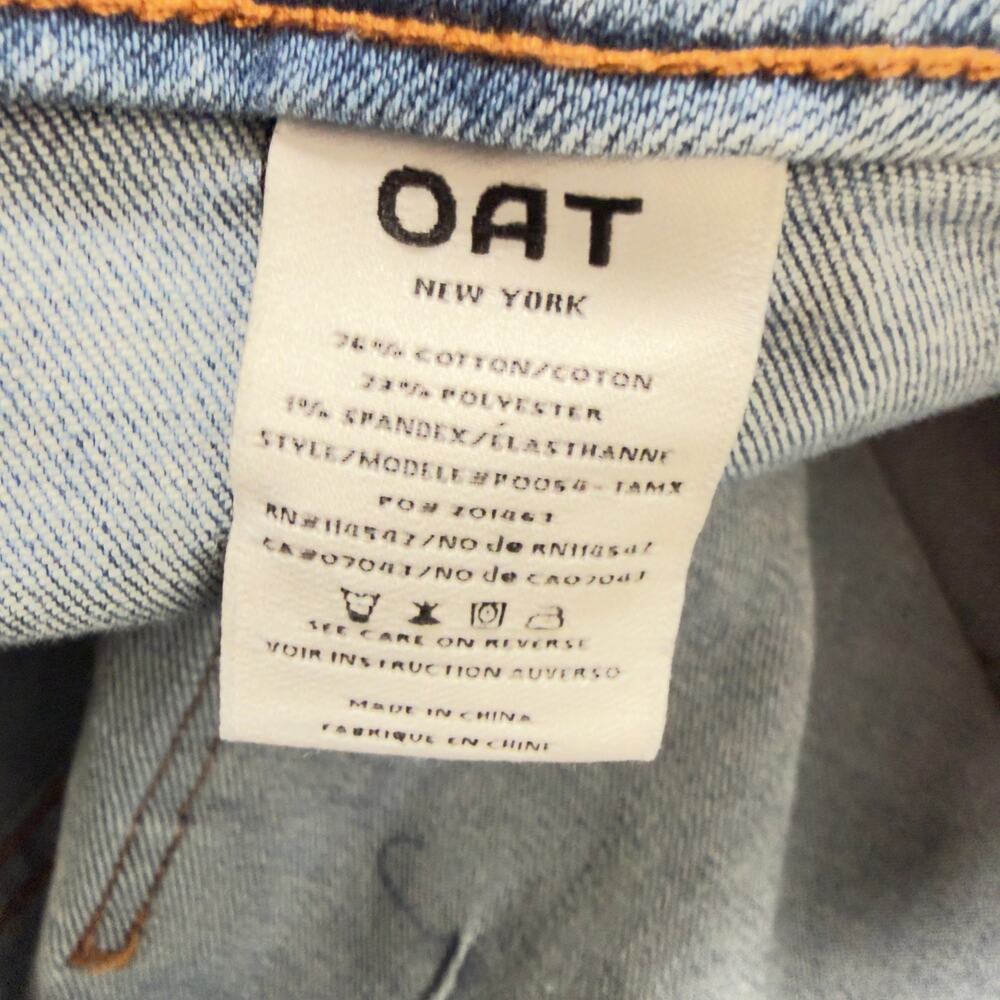 OAT New York High Rise Square Pocket Wide Leg Raw Hem Denim Jeans Size 4/27 - Picture 9 of 10
